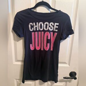 Juicy Couture Navy Tee with Vibrant Pink and White Text